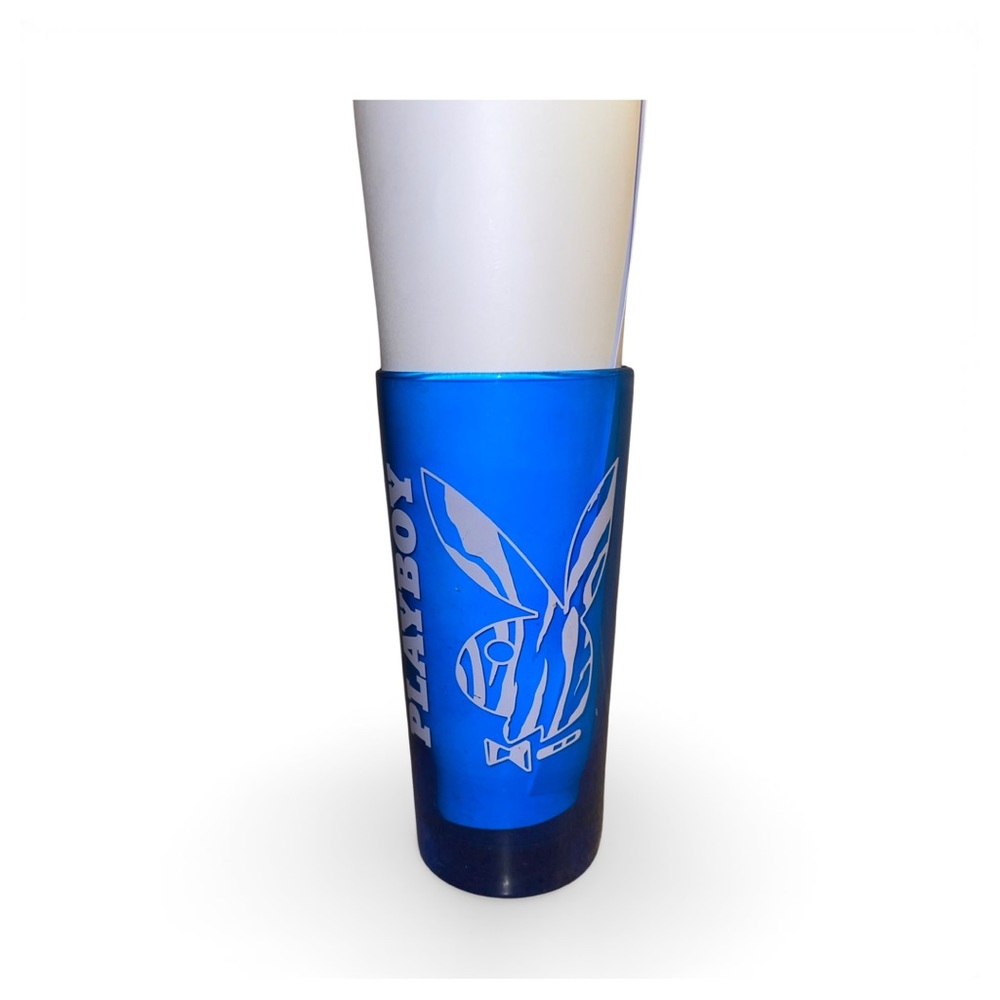 Playboy Vintage Blur & White Logo Bar Glass: GUC: Retro Barware: Cocktail Glass